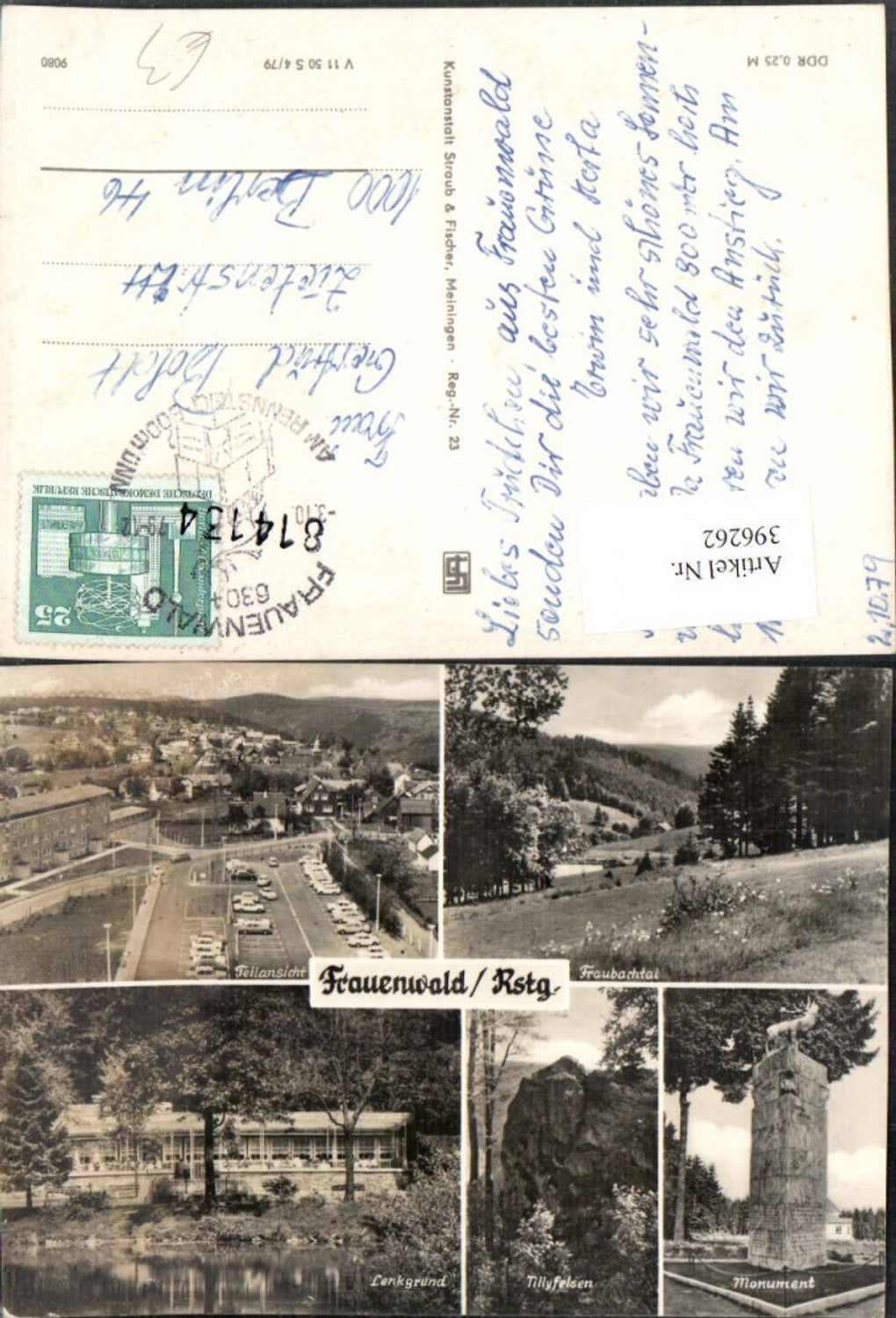 396262, Frauenwald am Rennsteig, partial view, monument, Lenkgrund rocks, multi-view map