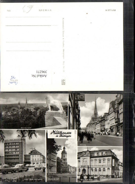 396271, Mühlhausen Total Steinweg Hotel Post Building Multiview Postcard