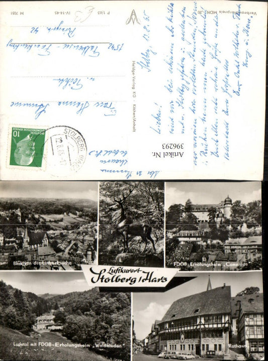 396293,Stolberg im Harz Totale Rathaus Erholungsheim Hirsch Mehrbildkarte