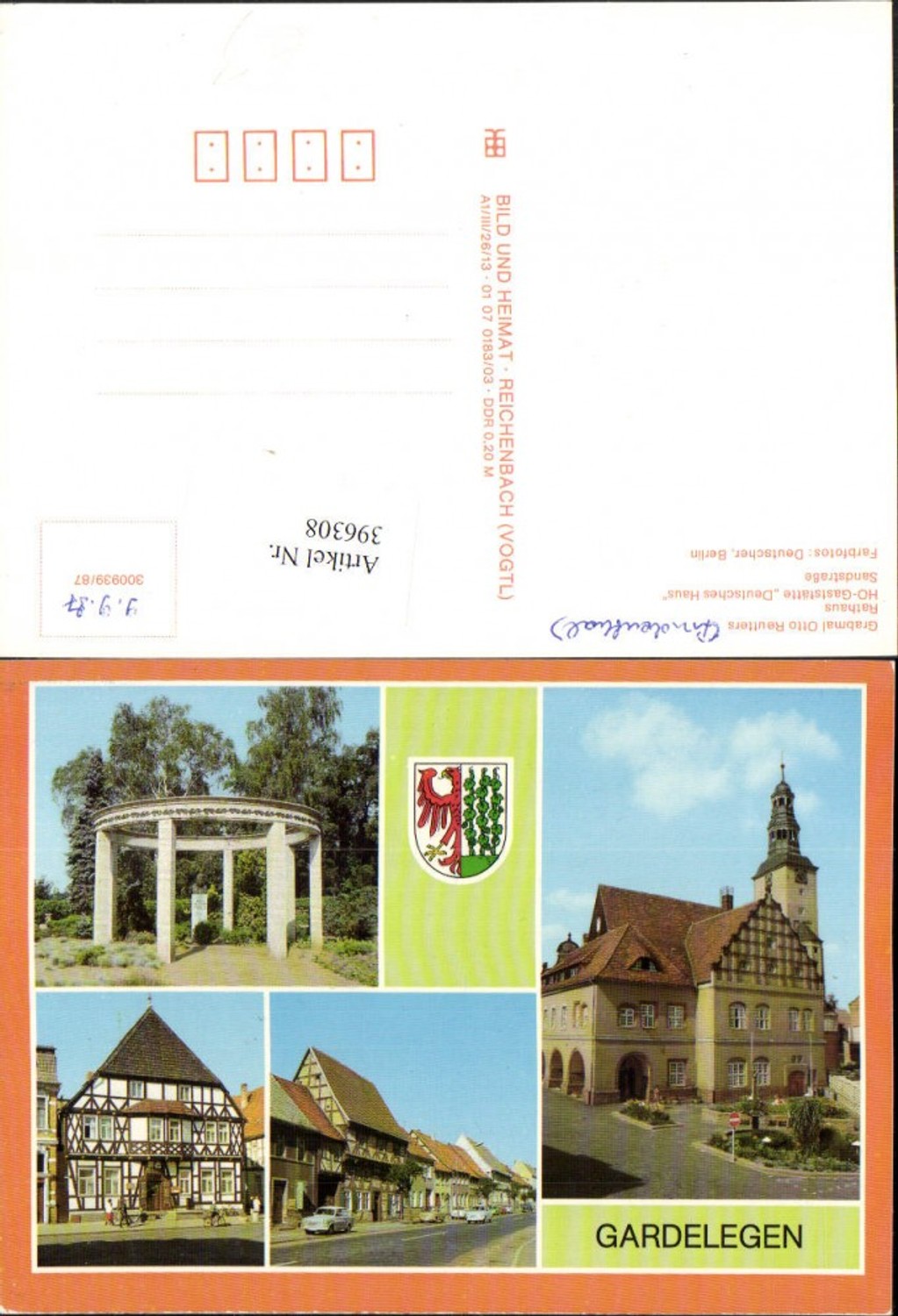 396308,Gardelegen Rathaus Grabmal Otto Reutters Mehrbildkarte