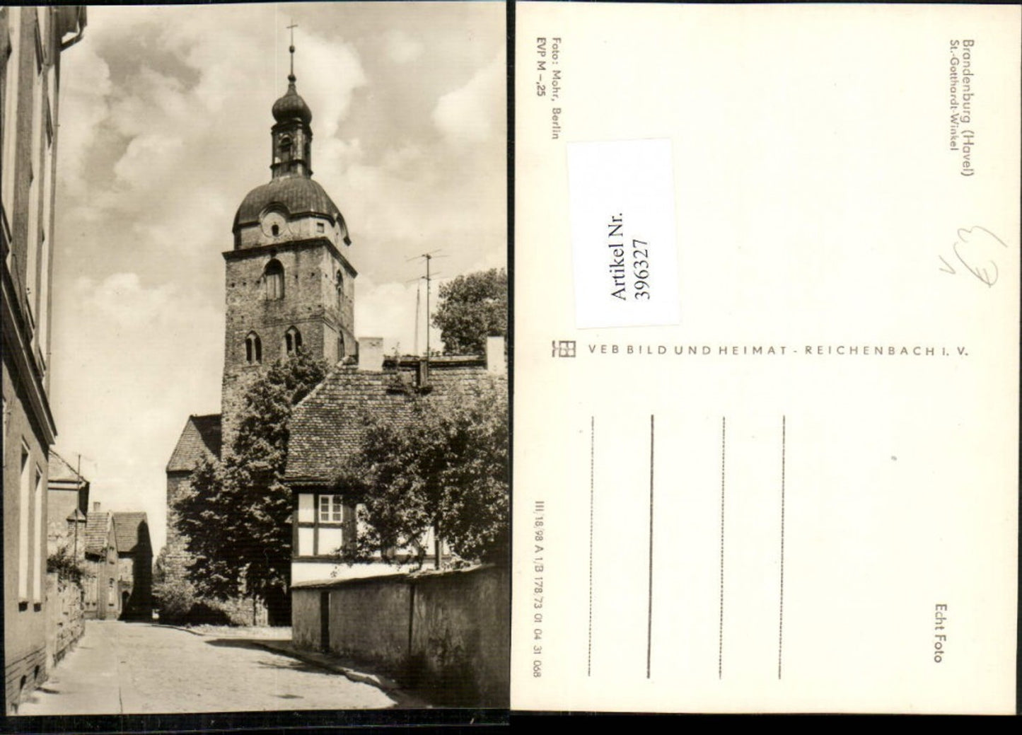 396327,Brandenburg an d. Havel St.-Gotthardt-Winkel Kirche Turm pub VEB