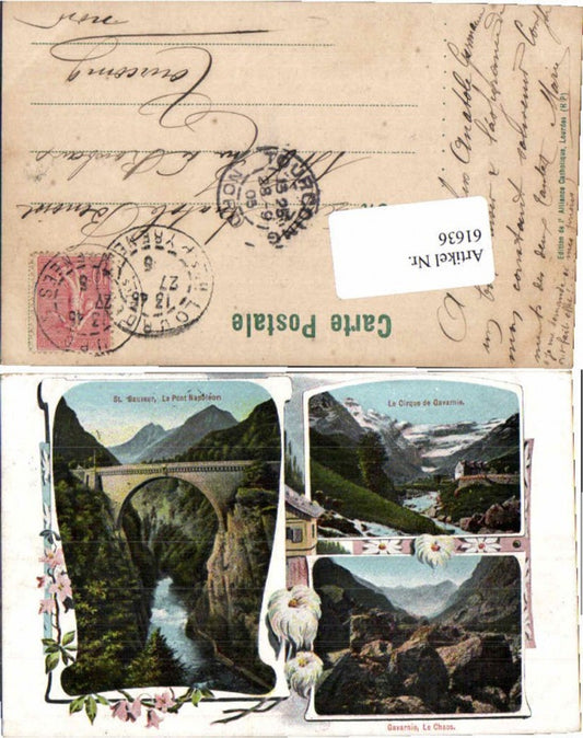 61636,Litho Gavarnie Le Chaos Brücke Sauveur