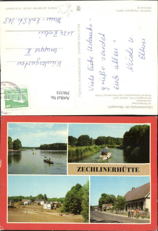 396355,Zechlinerhütte b. Rheinsberg Campingplatz See Boote Mehrbildkarte pub VEB