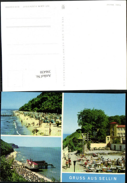 396430,Gruß aus Sellin Strand Strandleben Seebrücke Mehrbildkarte pub VEB