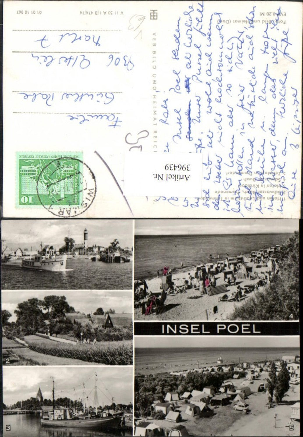 396439,Insel Poel Strand Strandleben Camping Schiff Leuchtturm Mehrbildkarte pub VEB