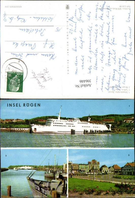 396446,Insel Rügen Schwedenfähre Skane Schiff Sassnitz Hafen Bergen Mehrbildkarte pub VEB