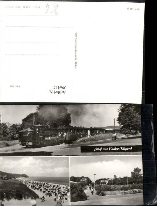 396447,Gruß aus Baabe auf Rügen Strand Strandleben Eisenbahn Mehrbildkarte