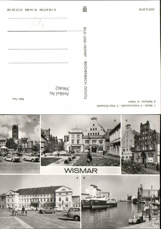 396462,Wismar Markt Alter Schwede Rathaus Hafen Mehrbildkarte pub VEB