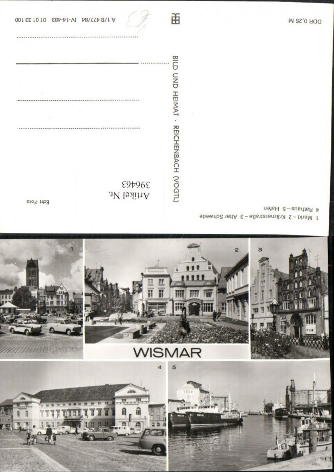 396463,Wismar Markt Alter Schwede Rathaus Hafen Mehrbildkarte pub VEB