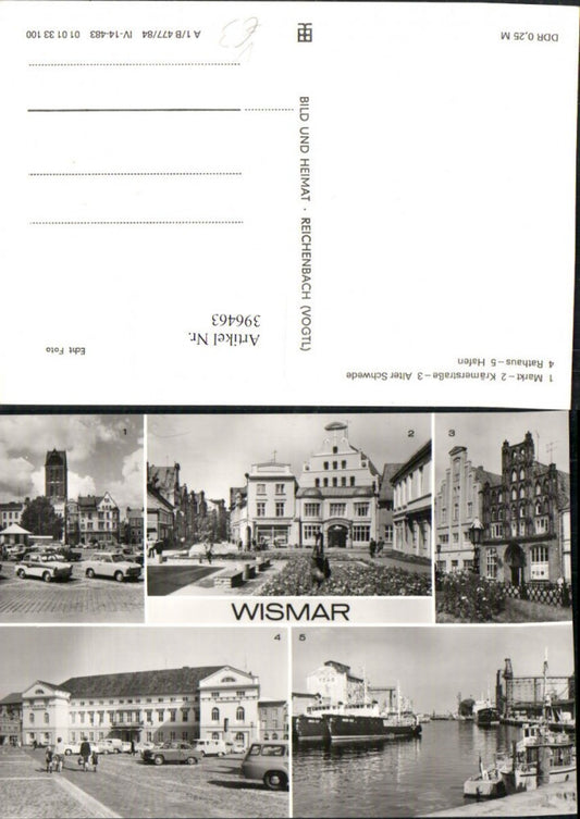 396463,Wismar Markt Alter Schwede Rathaus Hafen Mehrbildkarte pub VEB