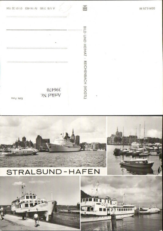 396470,Stralsund Hafen Schiffe Dampfer Boote Mehrbildkarte pub VEB