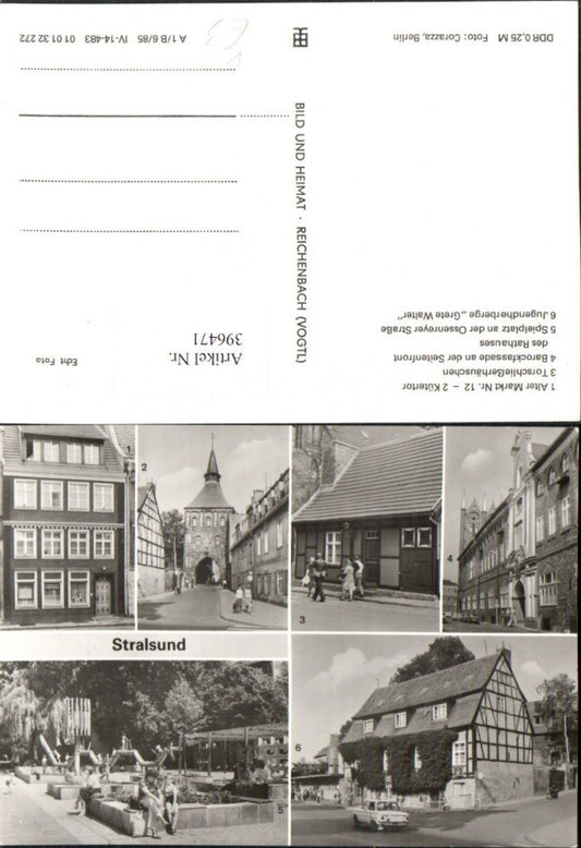 396471,Stralsund Alter Markt Küter-Tor Rathaus Spielplatz Mehrbildkarte pub VEB