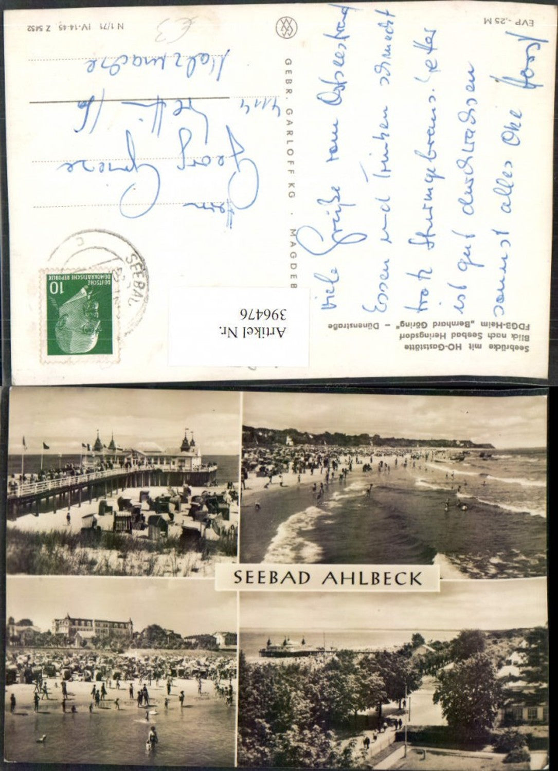 396476,Seebad Ahlbeck Seebrücke Strand Strandleben Mehrbildkarte