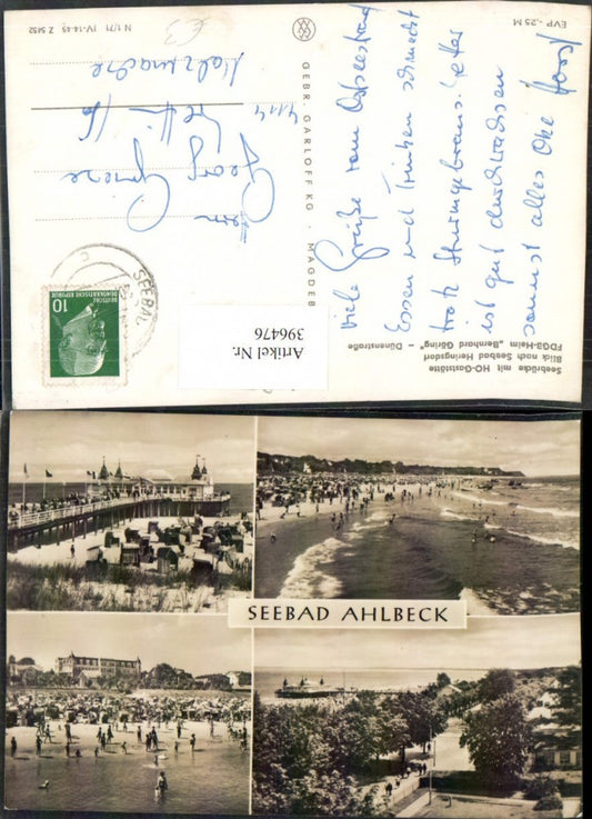 396476,Seebad Ahlbeck Seebrücke Strand Strandleben Mehrbildkarte