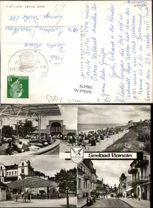396479,Seebad Bansin Straßenansicht Strand Mehrbildkarte