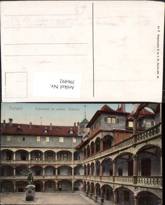 396492, Stuttgart Old Castle Courtyard Arcades Monument Statue