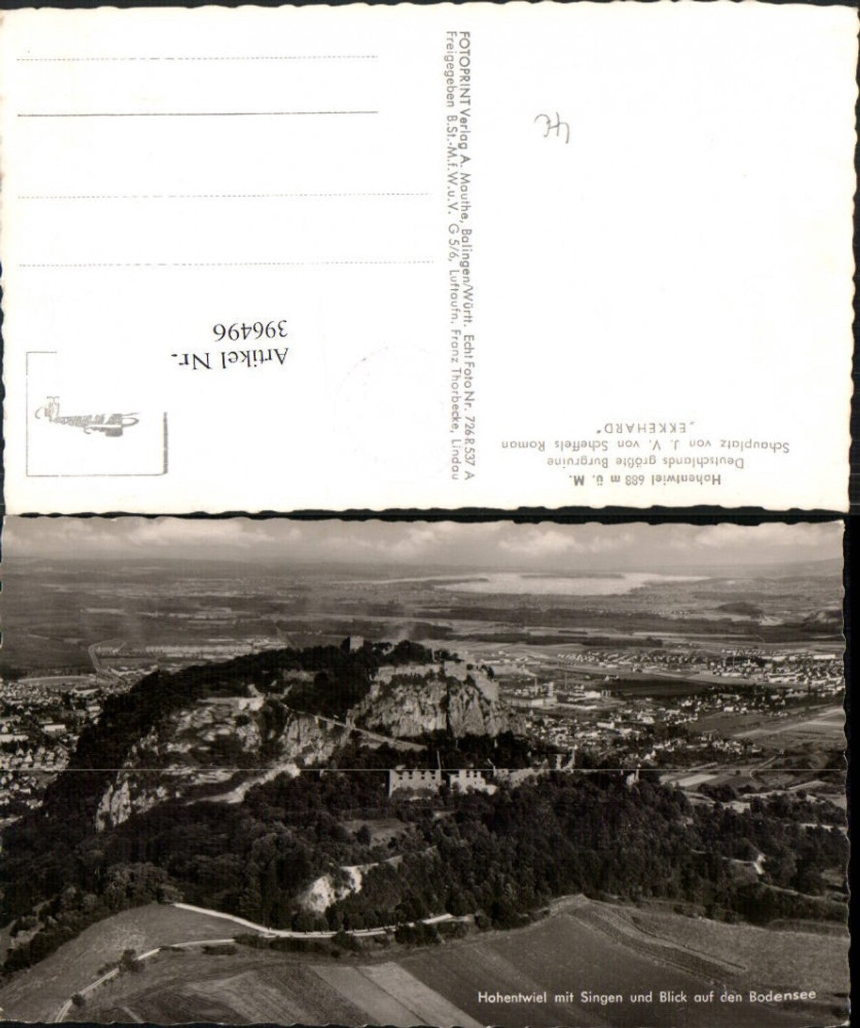 396496,Hohentwiel m. Singen Totale u. Blick auf den Bodensee