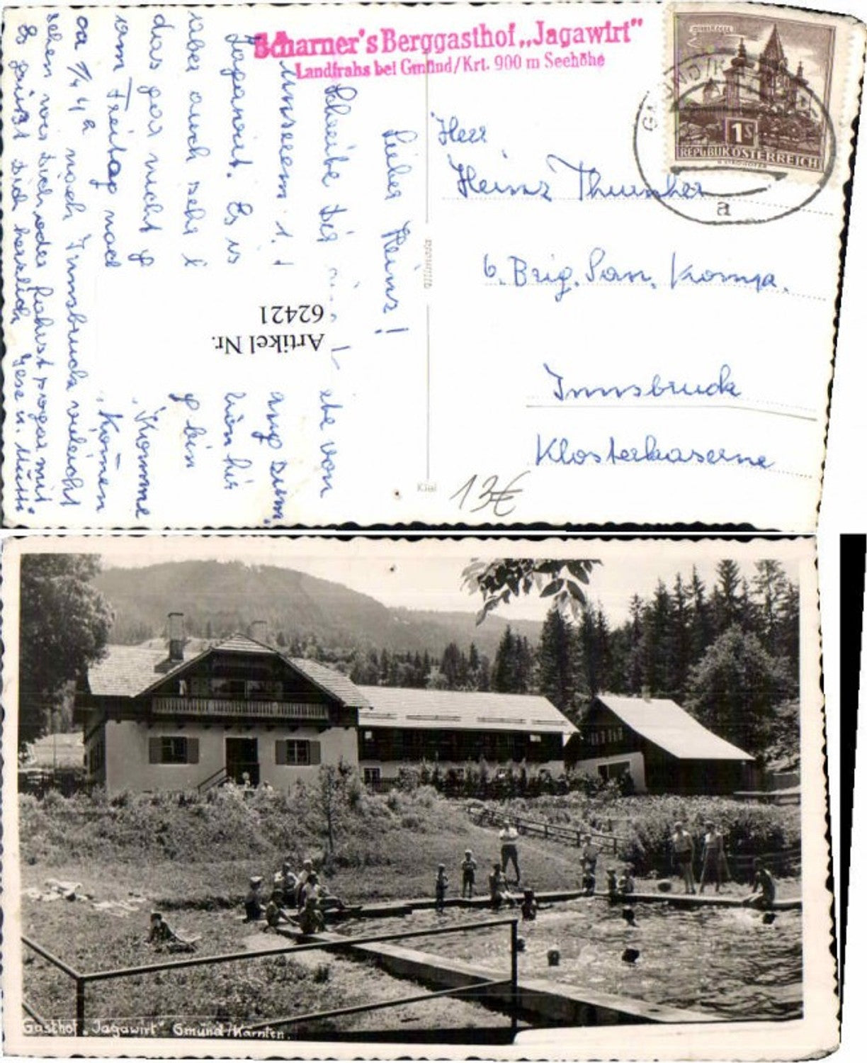 62421,Gasthaus Jagawirt Gmünd Landfrahs FotoAK