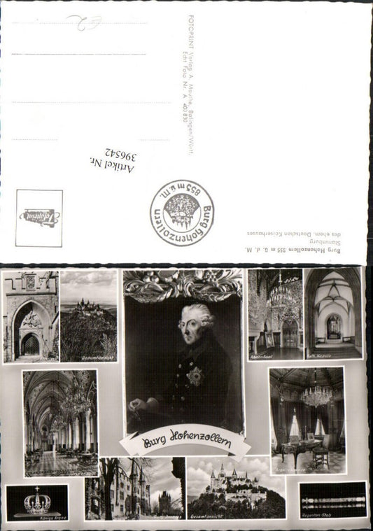396542, Hohenzollern Castle near Hechingen, Eagle Gate, Count's Hall, Crown Chapel, Multi-image postcard
