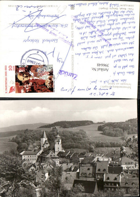 396648,Schwarzenberg im Erzgebirge Teilansicht m. Schloss pub VEB