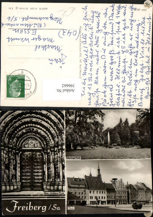 396662,Freiberg Markt Dom Goldene Pforte Portal Park Mehrbildkarte