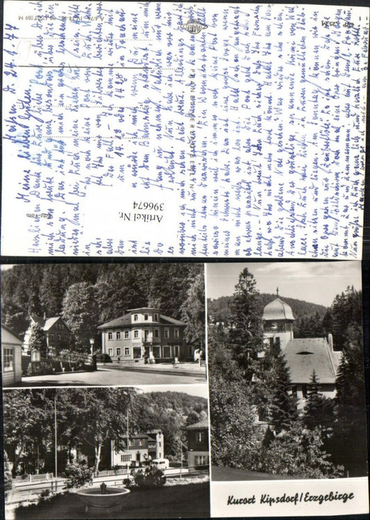 396674,Kipsdorf im Erzgebirge Kirche Brunnen Mehrbildkarte