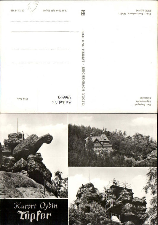 396690,Oybin Töpfer Felsen Papagei Töpferbaude Mehrbildkarte pub VEB