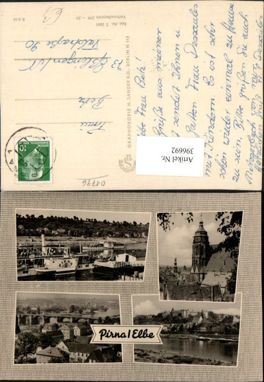 396692,Pirna an d. Elbe Totale Brücke Kirche Dampfer Mehrbildkarte