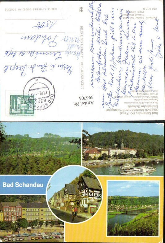 396706,Bad Schandau Totale Erholungsheim Dampfer Brücke Mehrbildkarte pub VEB