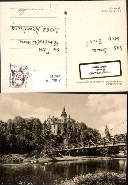 396719,Grimma Gattersburg Burg u. Hängebrücke über die Mulde pub VEB