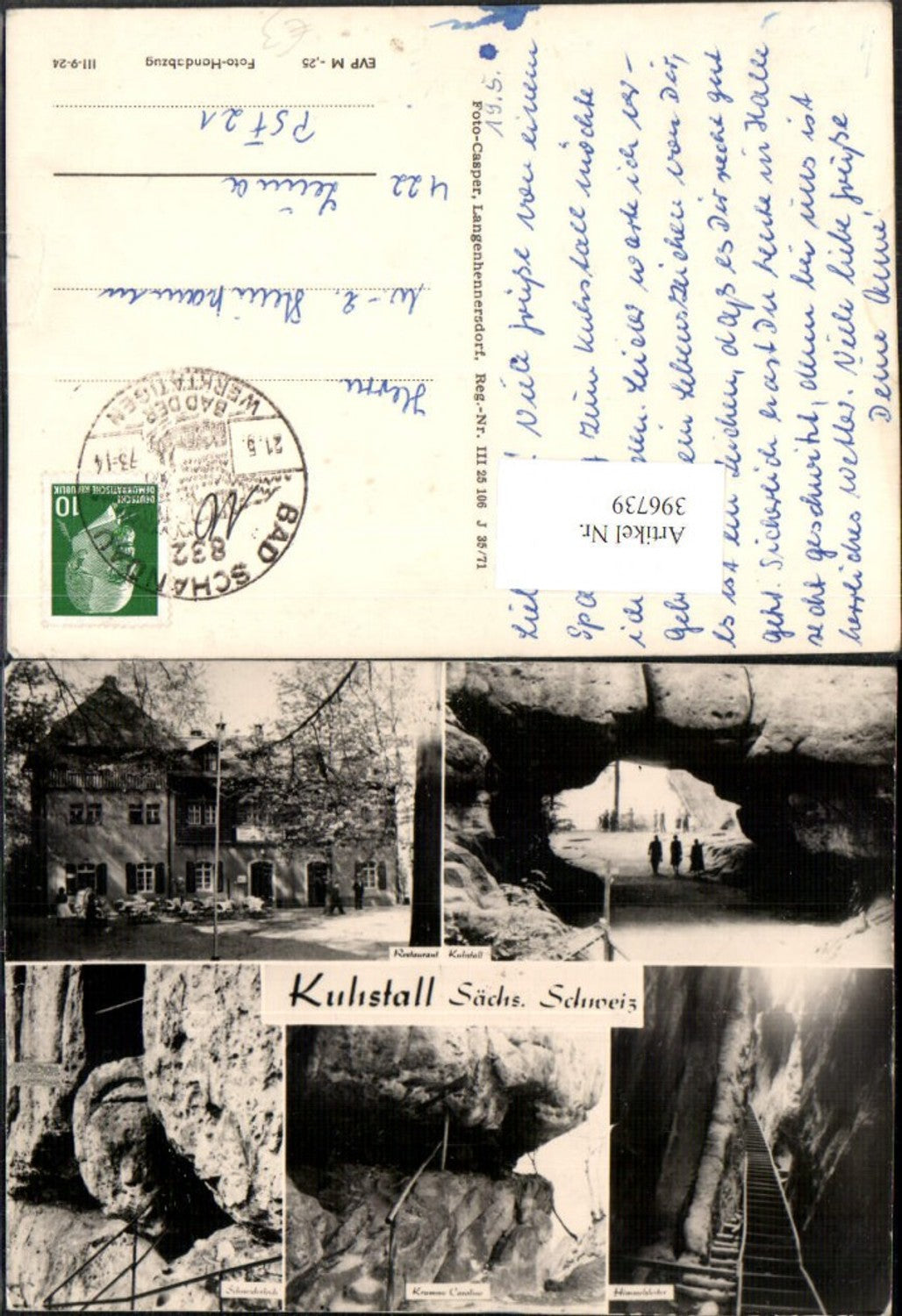 396739,Sächsische Schweiz Kuhstall b. Bad Schandau Felsentor Restaurant Mehrbildkarte