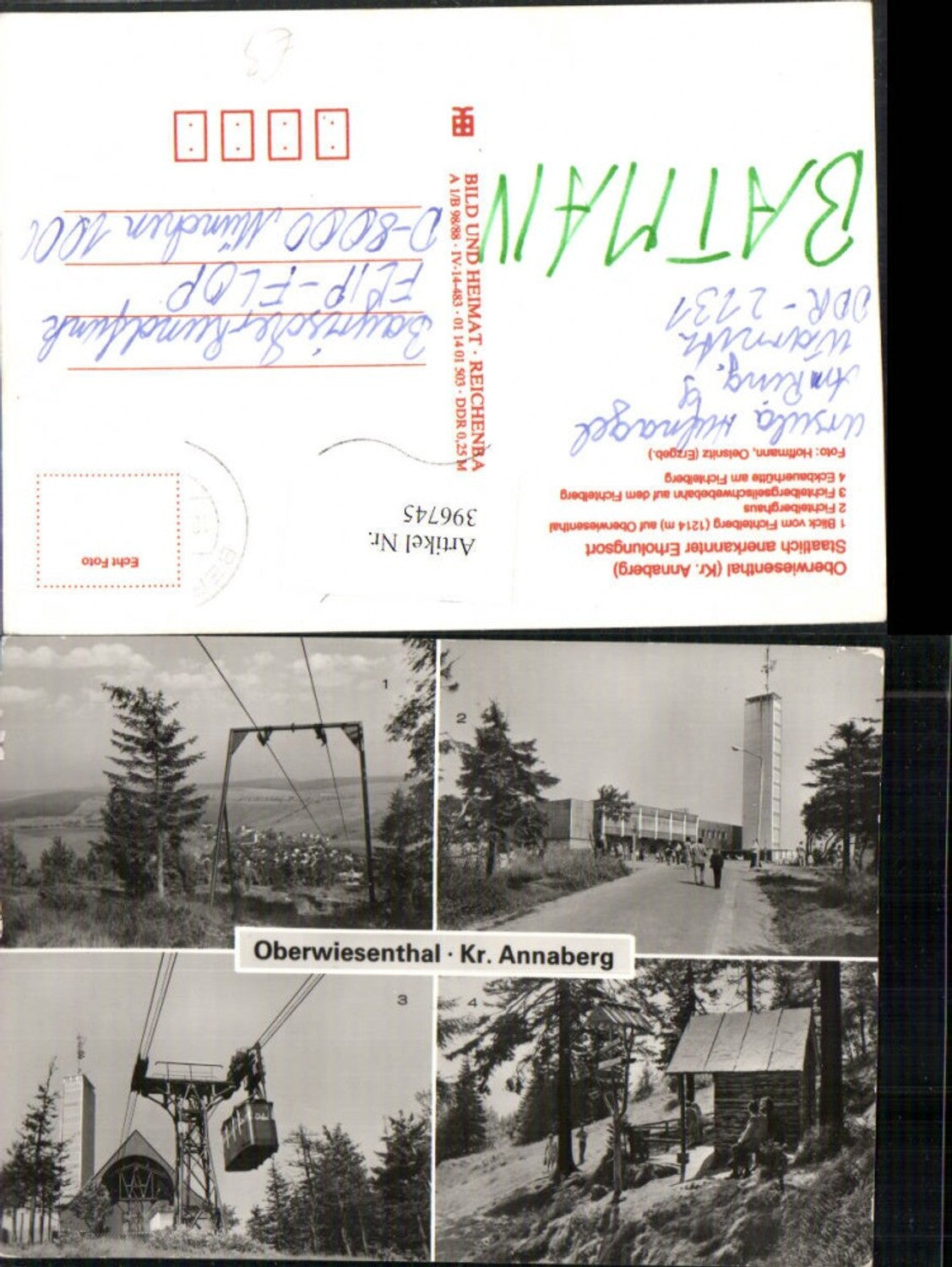 396745,Oberwiesenthal Totale Seilbahn Eckbauerhütte Mehrbildkarte