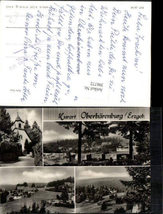 396772,Oberbärenburg im Erzgebirge Teilansichten Kirche Mehrbildkarte