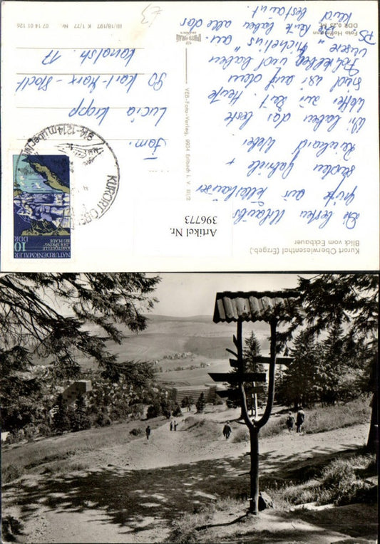 396773,Oberwiesenthal im Erzgebirge Blick vom Eckbauer Wegkreuzung pub VEB