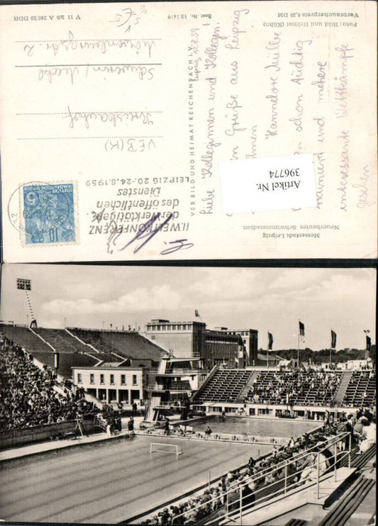 396774,Leipzig Schwimmstadion Schwimmbecken Weltkonferenz d. Werktätigen 1959 pub VEB