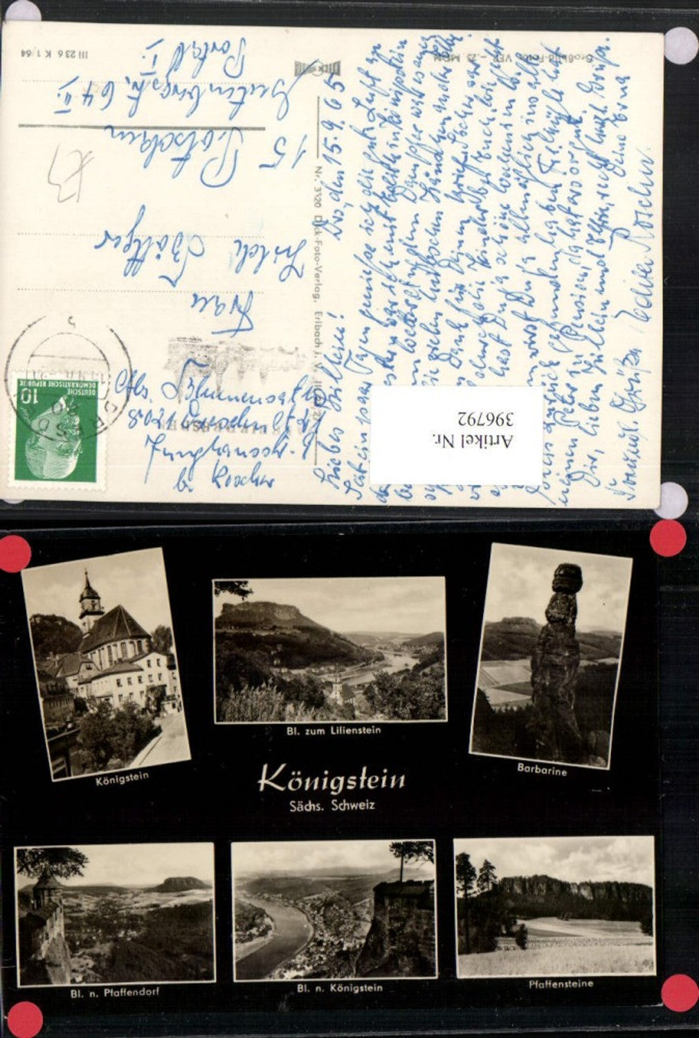 396792,Königstein Totale Kirche Pfaffensteine Barbarine Mehrbildkarte