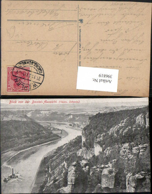 396819,Blick von der Bastei-Aussicht b. Rathen Fluss Dampfer