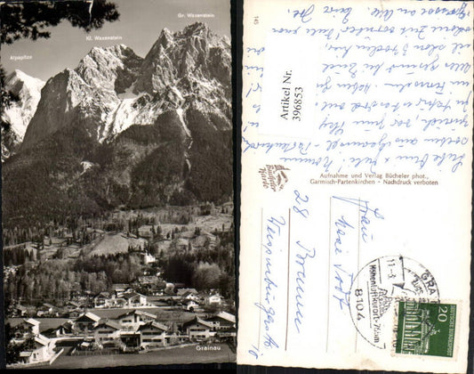 396853,Grainau Teilansicht m. Waxenstein Bergkulisse