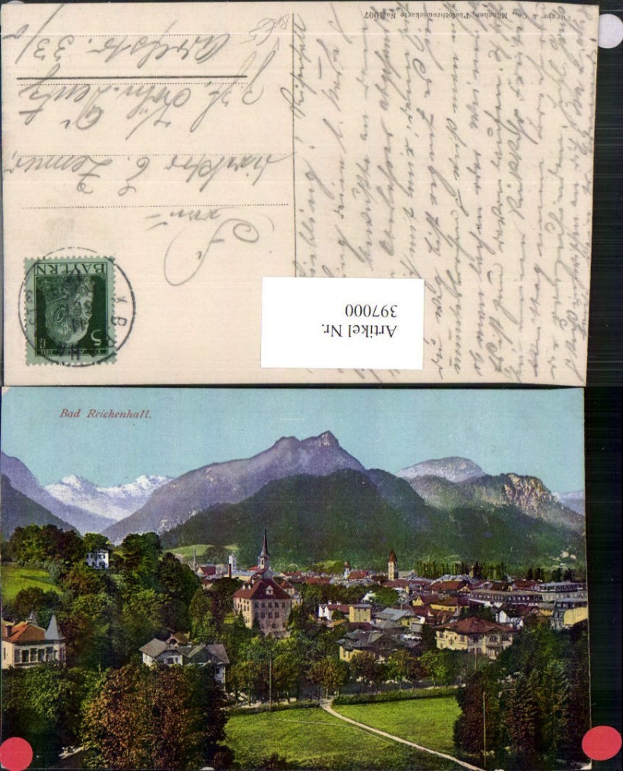 397000, Bad Reichenhall partial view mountain scenery railway post office Purger &amp; Co 1007