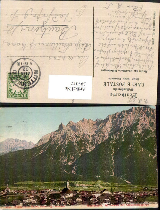 397017,Mittenwald Totale m. Karwendelgebirge Bergkulisse