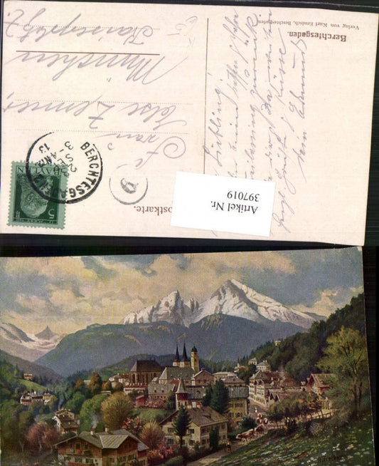 397019,Künstler AK H. Treiber Berchtesgaden Totale Bergkulisse
