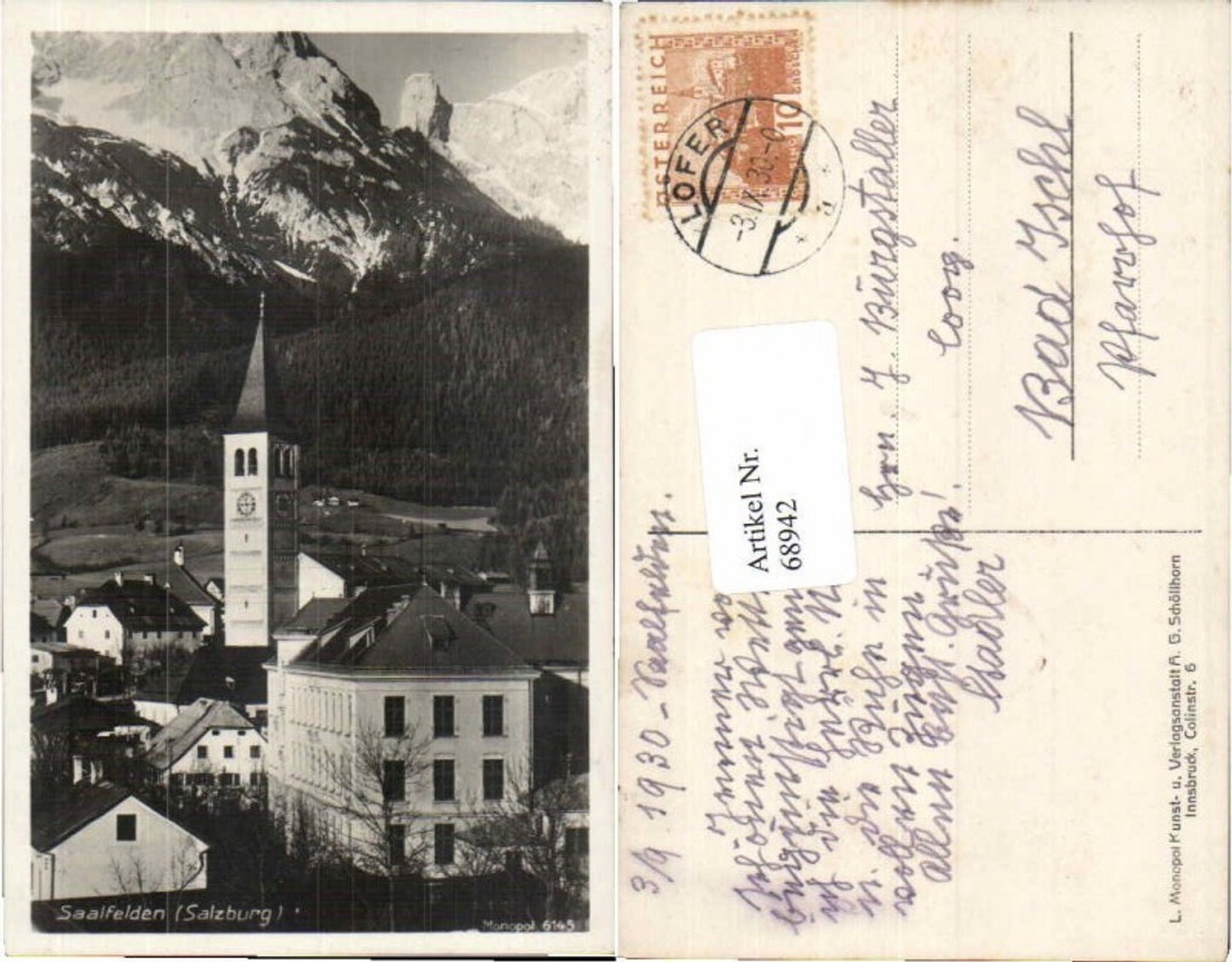 68942,Saalfelden Partie im Ort 1930