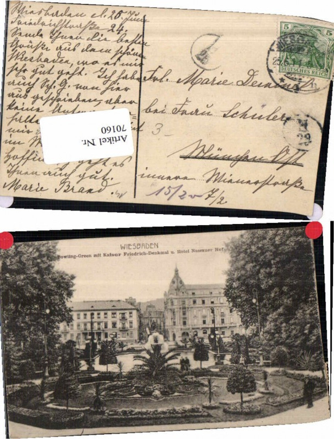 70160,Wiesbaden Kaiser Friedrich Denkmal Hotel Nassauer Hof