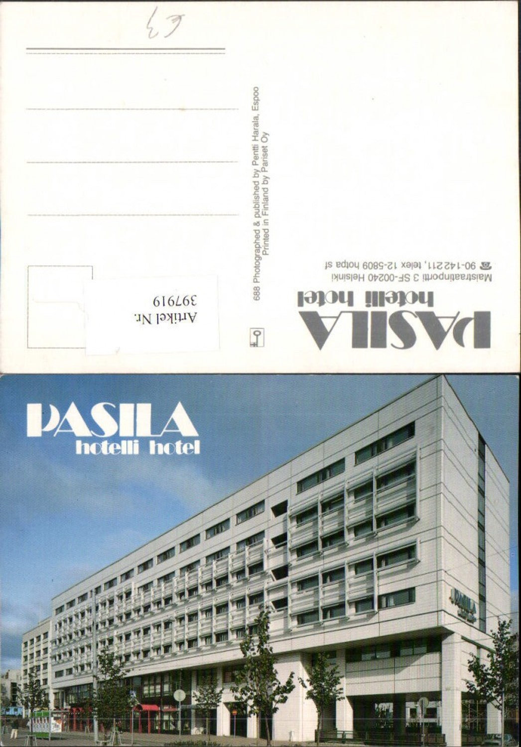 397919,Finland Helsinki Pasila Hotelli Hotel