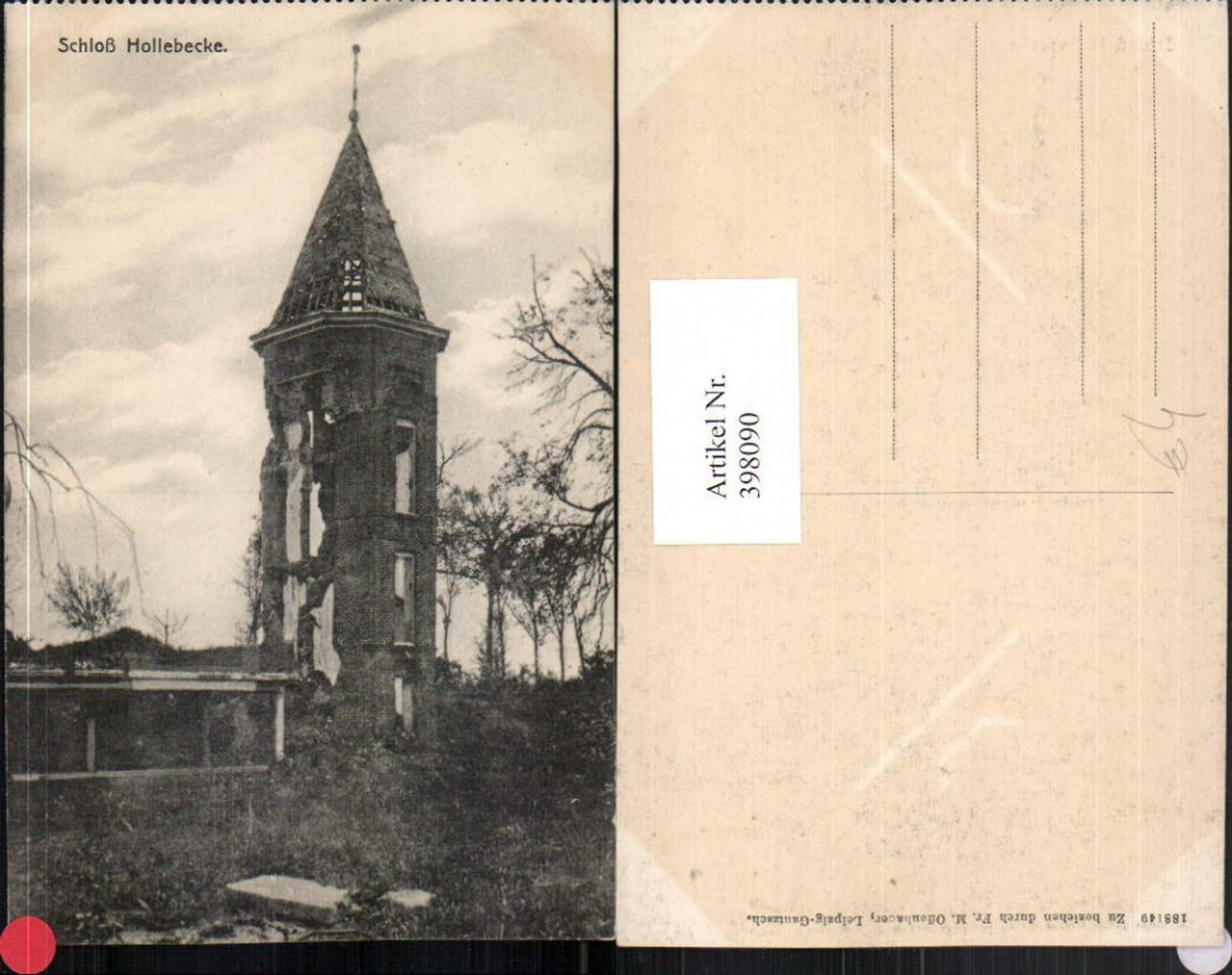 398090,Belgium Schloss Hollebecke Hollebeke Turm Zerstörung