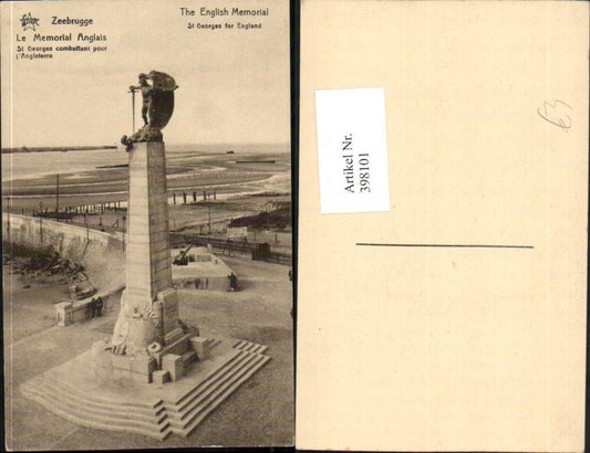 398101,Belgium Zeebrugge Seebrügge Memorial Anglais St Georges combattant pour Angleterre