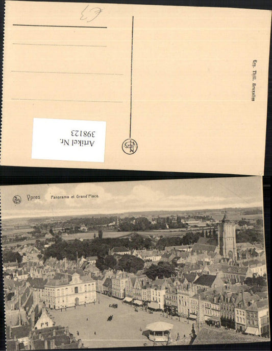 398123,Belgium Ypres Ypern Panorama et Grand Place Teilansicht