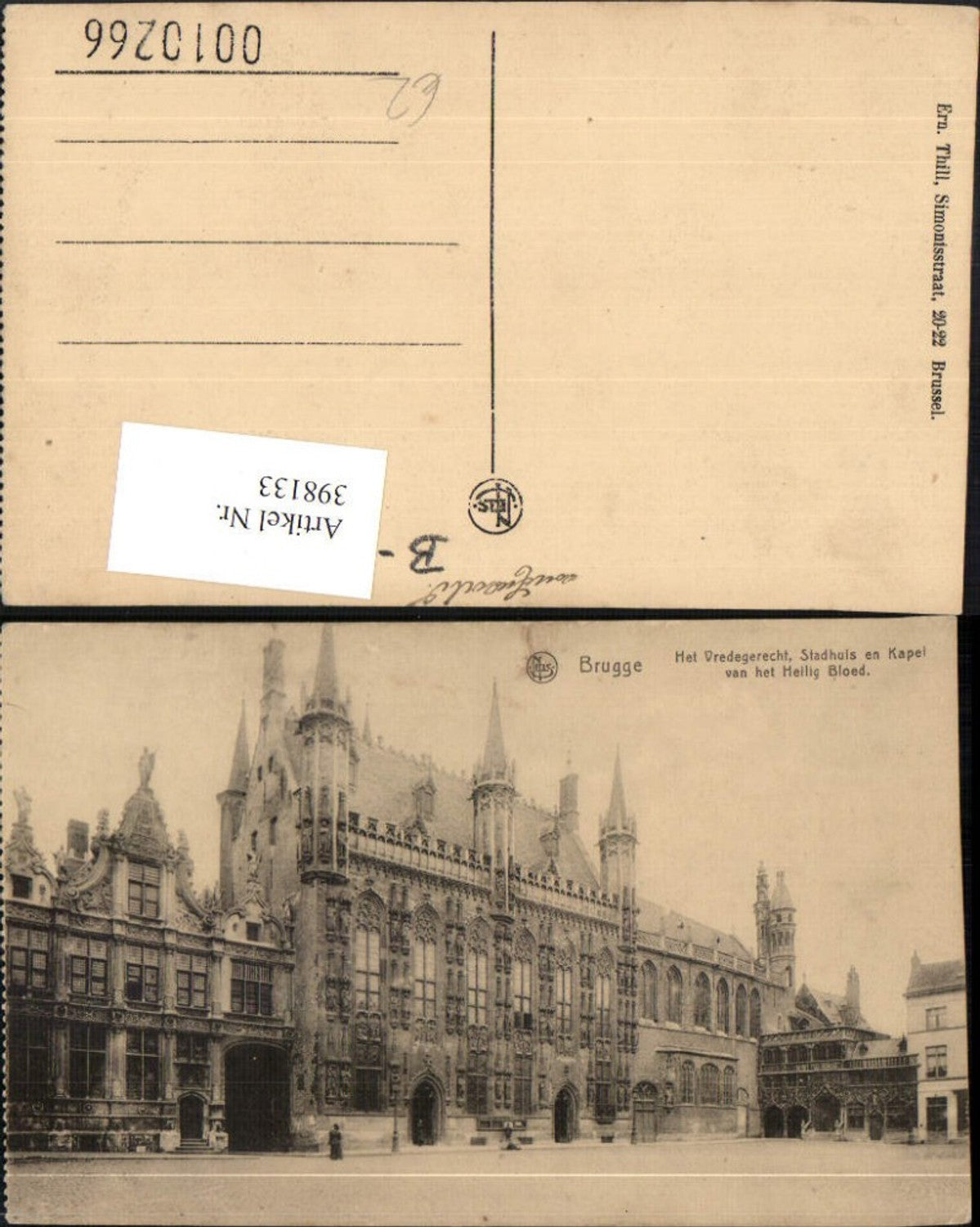 398133,Belgium Bruges Brugge Bruges Het Vrederecht Stadhuis en Kapel van het Heilig Bloed