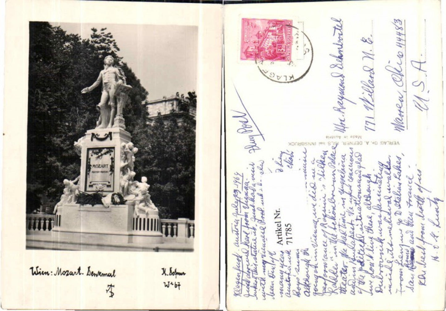 71785,Dr. Defner W67 Wien Mozart Denkmal