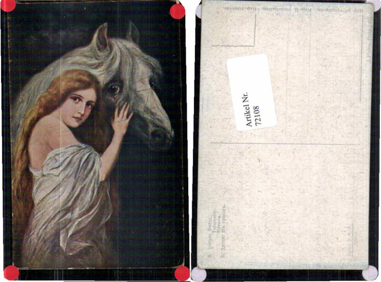 72108,B. Dietze Träumerei Frau Pferd Portait